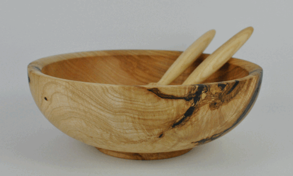 Irish Ash & Bog Oak Salad Bowl With Ash Salad Servers. - Image 2