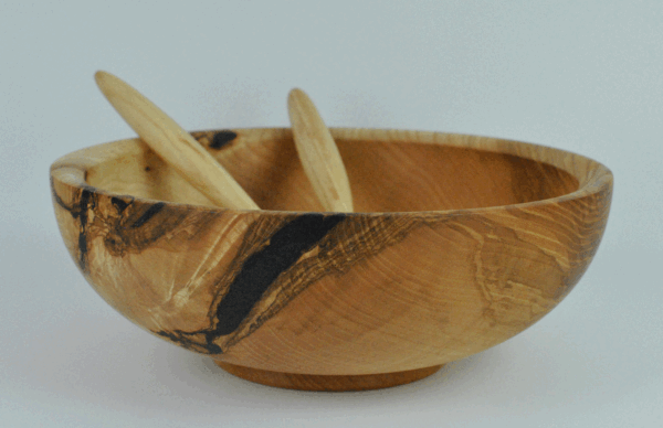 Irish Ash & Bog Oak Salad Bowl With Ash Salad Servers. - Image 3