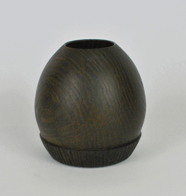 Ash hollow form Vessel - Ebonised Finish & textured base. - Image 4