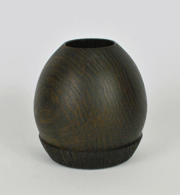 Ash hollow form Vessel - Ebonised Finish & textured base. - Image 3
