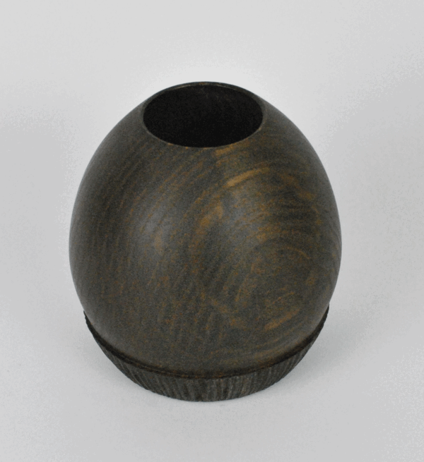 Ash hollow form Vessel - Ebonised Finish & textured base. - Image 2