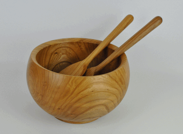 Irish Elm Salad Bowl & Elm Salad Servers.