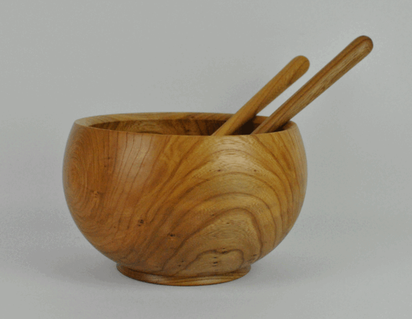 Irish Elm Salad Bowl & Elm Salad Servers. - Image 2