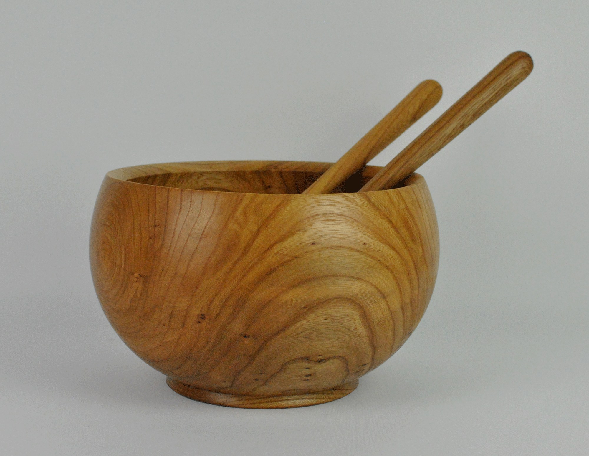 Irish Elm Salad Bowl & Elm Salad Servers. - Image 2